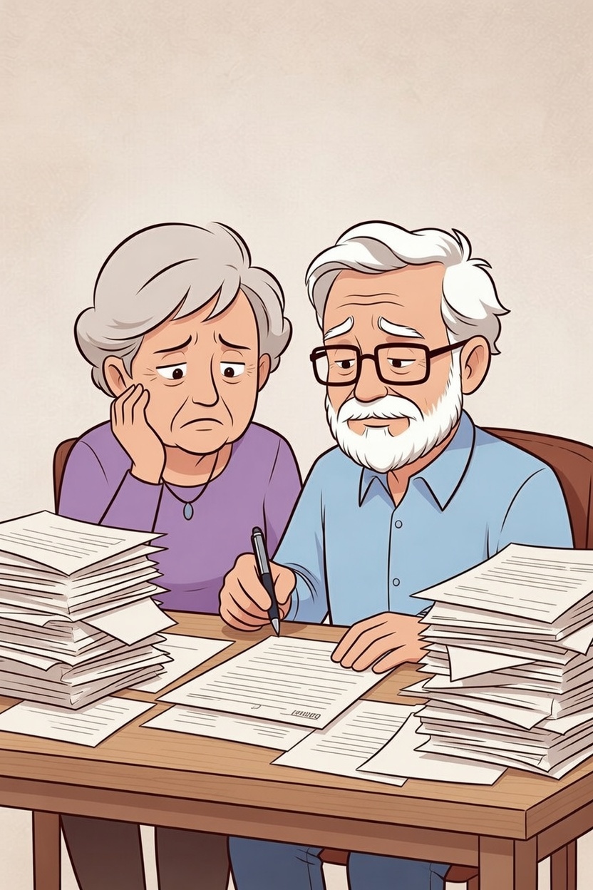 Elderly couple frustrated with benefit paperwork